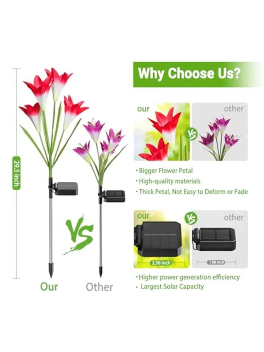 Solar Garden Lights Outdoor Waterproof Color Changing Flower Stake Yard Decor